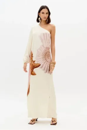 Vestido Manga Única Estampado LANÇA PERFUME 