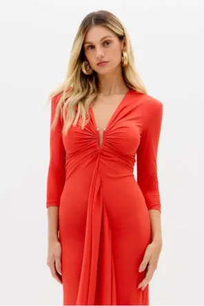 Vestido Super Midi Mangas Médias LANÇA PERFUME 