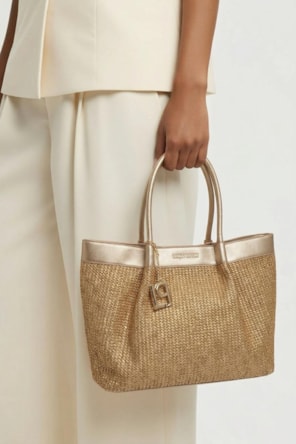 Bolsa Shopping  Palha Dourada LANÇA PERFUME 