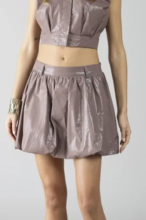 Saia balonê laminada marrom escura DENNY ROSE 