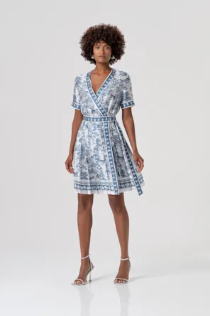 Vestido curto envelope de corte regular com estampa fantasia FRACOMINA 