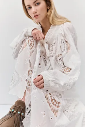 Saia Midi asymmetric broderie skirt BSB