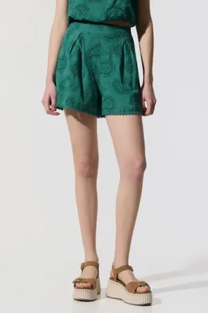 Calções  de cintura alta com bordado inglês BSB