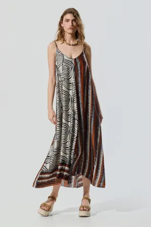 Vestido longo estampado BSB