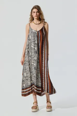 Vestido longo estampado BSB