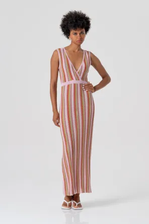 Vestido longo de malha sem mangas com lurex FRACOMINA 