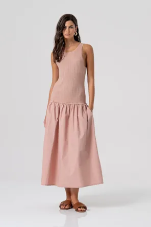 Vestido longo de corte regular confeccionado em tecido mist FRACOMINA 