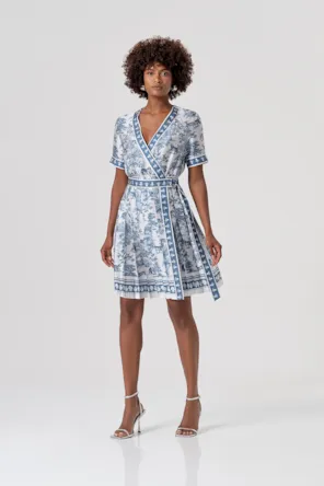 Vestido curto envelope de corte regular com estampa fantasia FRACOMINA 