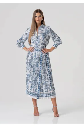 Saia midi envelope evasê com estampa conceitual FRACOMINA 