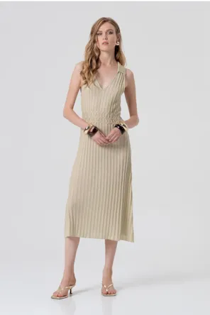 Vestido midi sem mangas em tricô com lurex FRACOMINA 