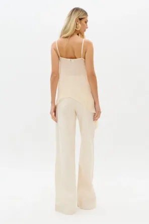 Calça Sarja Wide Leg Cintura Super Alta Com Aplicações LANÇA PERFUME 