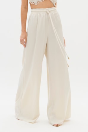 Calça Wide Leg Cintura Alta Com Cordão LANÇA PERFUME