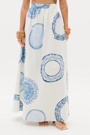 Saia Comprida BLUE BREEZE Branco e Azul - Lança Perfume