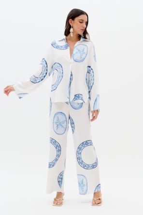 Camisa BLUE BREEZE Branco e Azul - Lança Perfume