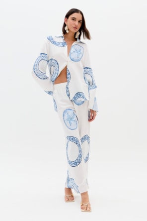 Camisa BLUE BREEZE Branco e Azul - Lança Perfume