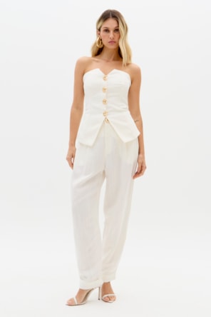 Top em Linho Branco Lua - Lança Perfume 