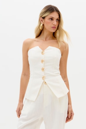 Top em Linho Branco Lua - Lança Perfume 