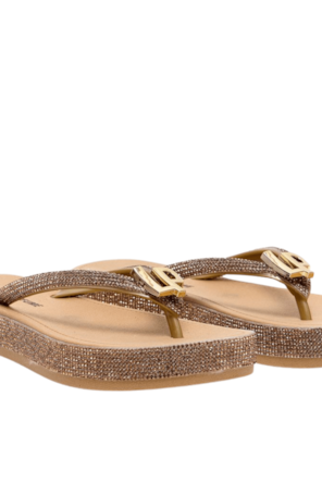Chinelo Plataforma Strass Dourado - Lança Perfume