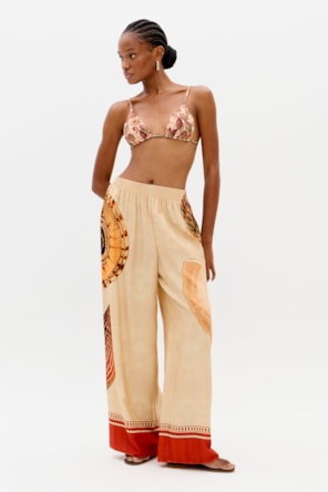 Calças Largas SHELLIS Bege - Lança Perfume