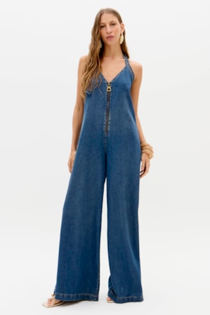 Macacão com Fecho em Ganga - Lança Perfume