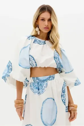 Top Balonê Cropped Estampada LANÇA PERFUME 