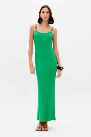 Vestido Comprido Canelado Verde - Lança Perfume