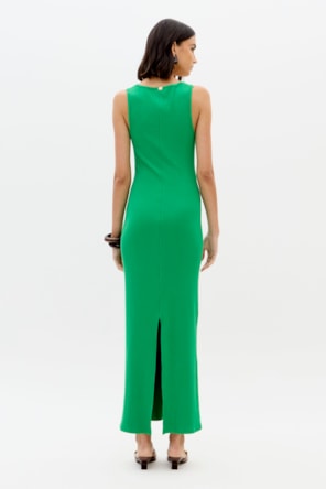 Vestido Comprido Canelado Verde - Lança Perfume