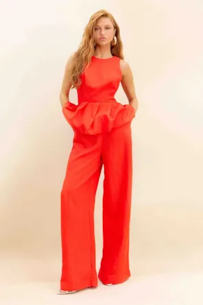 Macacão Longo Balonê Com Linho LANÇA PERFUME 