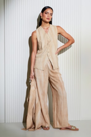 Calças Fluidas de Cintura Subida