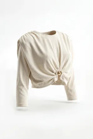 Top Curto Drapeado com Detalhe Metálico SAHOCO