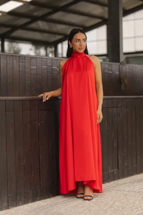 Vestido Halter Acetinado Liso SAHOCO 