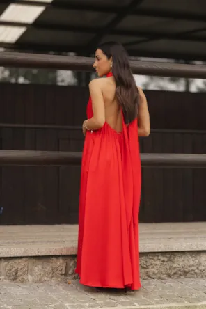 Vestido Halter Acetinado Liso SAHOCO 