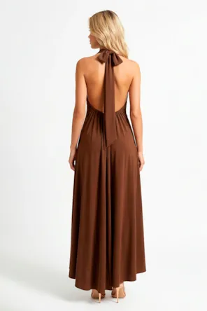 Vestido Halter Acetinado Liso SAHOCO 