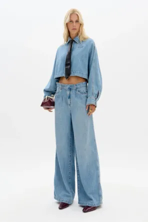 Calças   Jeans Relaxed Com Cintura Média  LANÇA PERFUME 
