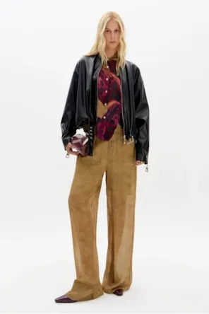 Calça Wide Leg Estampada Cintura Alta LANÇA PERFUME 