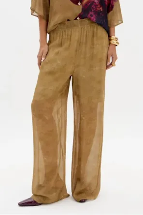 Calça Wide Leg Estampada Cintura Alta LANÇA PERFUME 