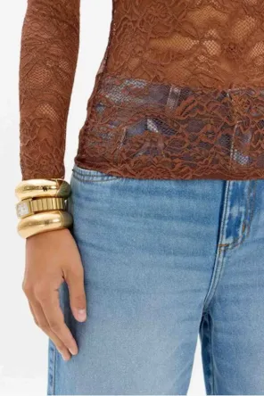 Blusa Manga Longa De Renda LANÇA PERFUME 
