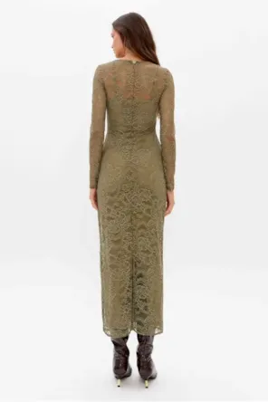 Vestido Super Midi Renda Com Manga Longa LANÇA PERFUME 