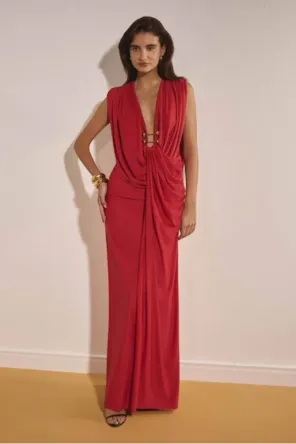 Vestido Longo Decote Com Metal LANÇA PERFUME 