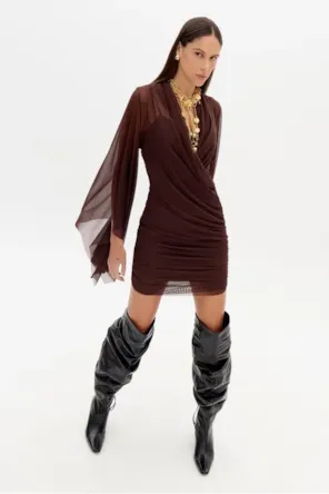 Vestido Curto Transpassado Tule LANÇA PERFUME 