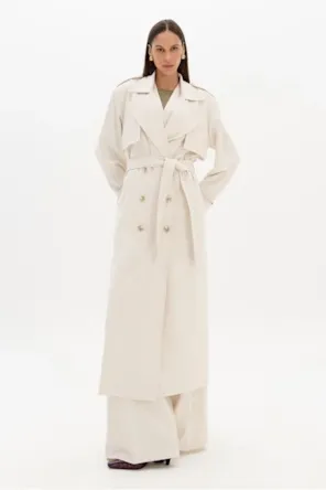 Casaco Trench Coat Alongado Com Faixa  LANÇA PERFUME 