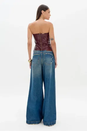 Calças Jeans Pantalona Com Botões LANÇA PERFUME 