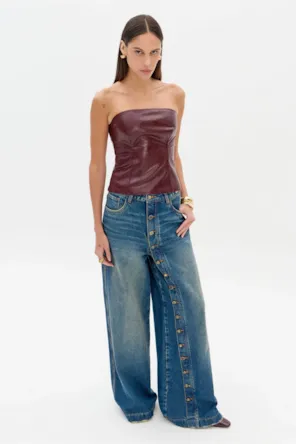 Calças Jeans Pantalona Com Botões LANÇA PERFUME 