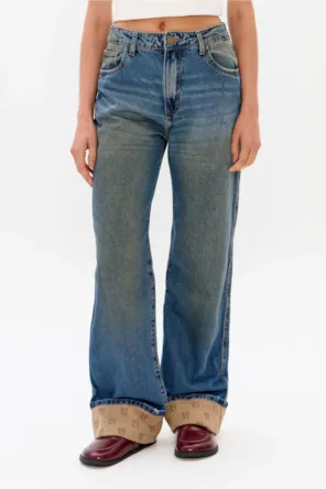 Calças Reta Jeans Cintura Alta LANÇA PERFUME 