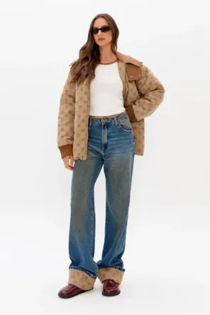 Calças Reta Jeans Cintura Alta LANÇA PERFUME 