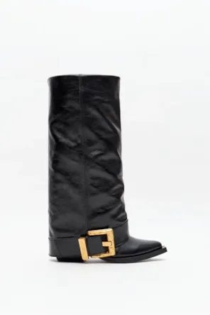 Bota Couro Fold Over Com Fivela LANÇA PERFUME 
