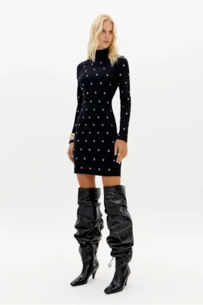 Vestido Manga Longa Com Aplicações LANÇA PERFUME 