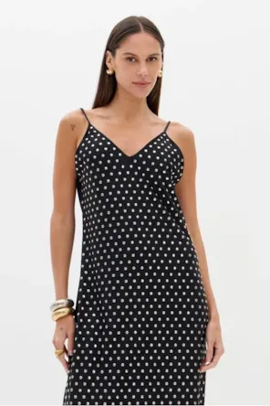   Vestido Super Midi De Alças Com Aplicações LANÇA PERFUME 