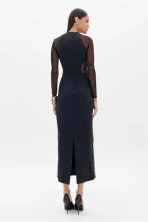   Vestido Super Midi Manga Longa Com Tule LANÇA PERFUME 