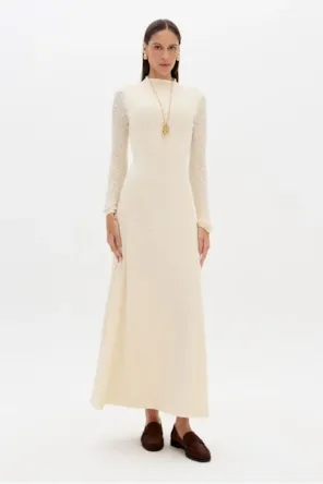 Vestido Solto Manga Longa Renda LANÇA PERFUME 